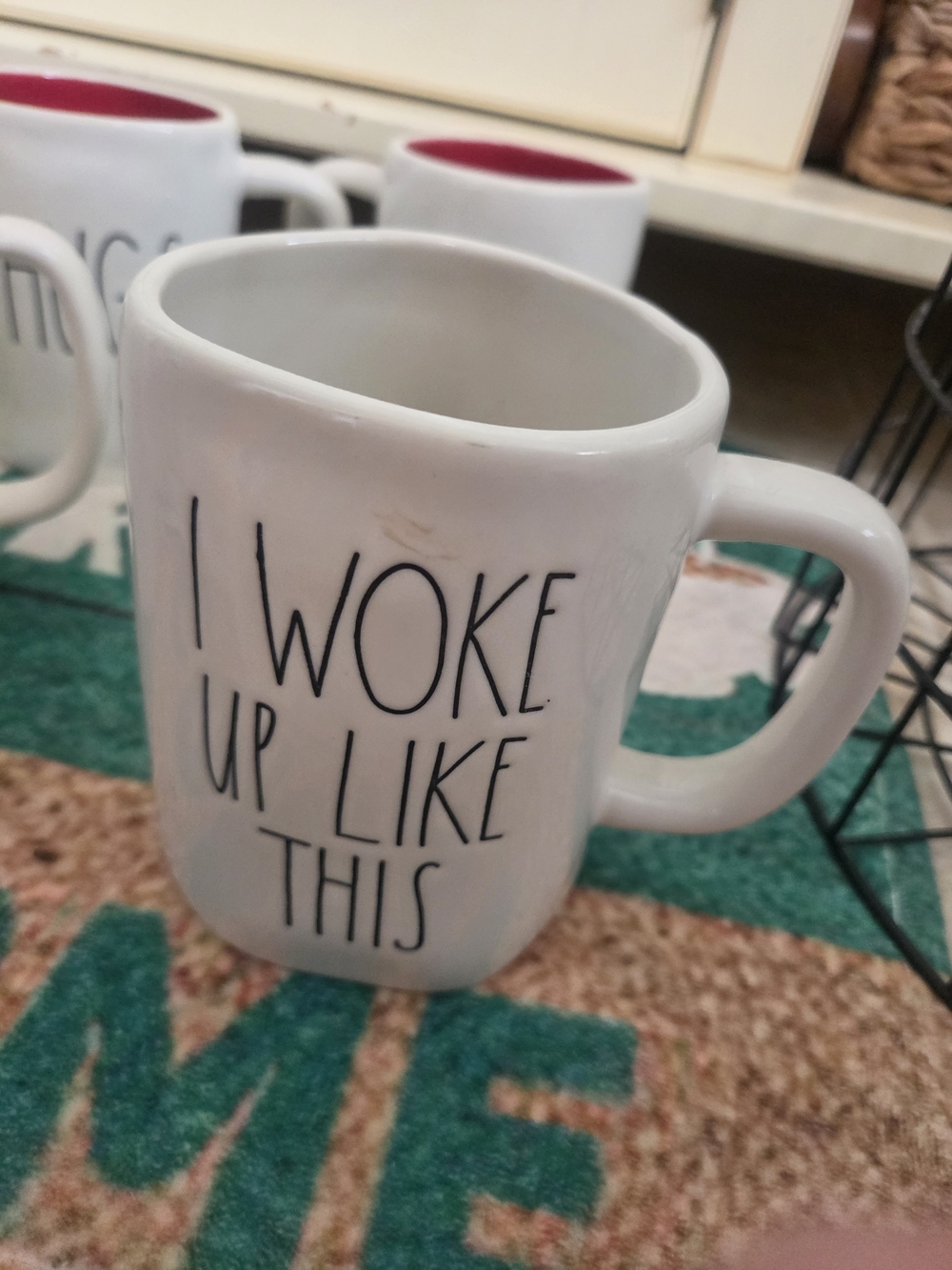Rae Dunn White Ceramic Mug with Black Lettering